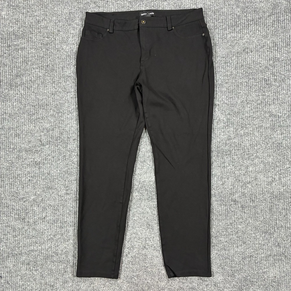 DKNY Jeans Womens Skinny Ankle Size Large Black Stretch Casual Mid Rise